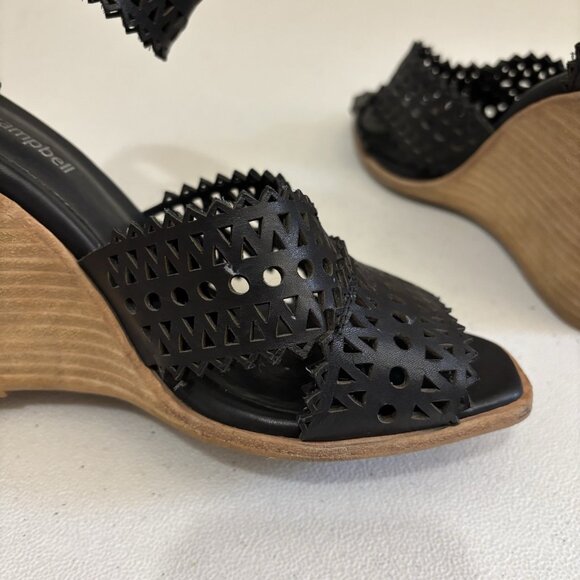 JEFFREY CAMPBELL Sz 7.5 BESANTE CLARA PERFORATED WEDGE SANDAL - Picture 9 of 12